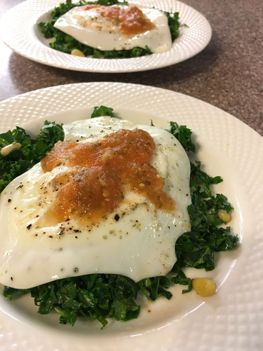 breakfast plates with eggs and salsa