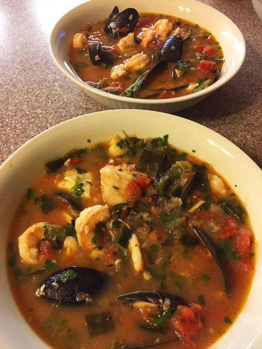 two bowls of delicious seafood soup