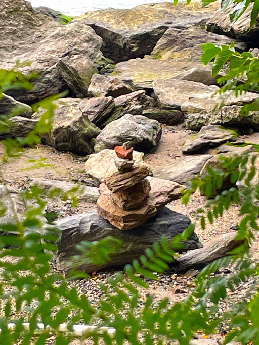 tranquil scene with rocks and water in the distant background