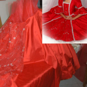 Image of red party dress reference in paragraph